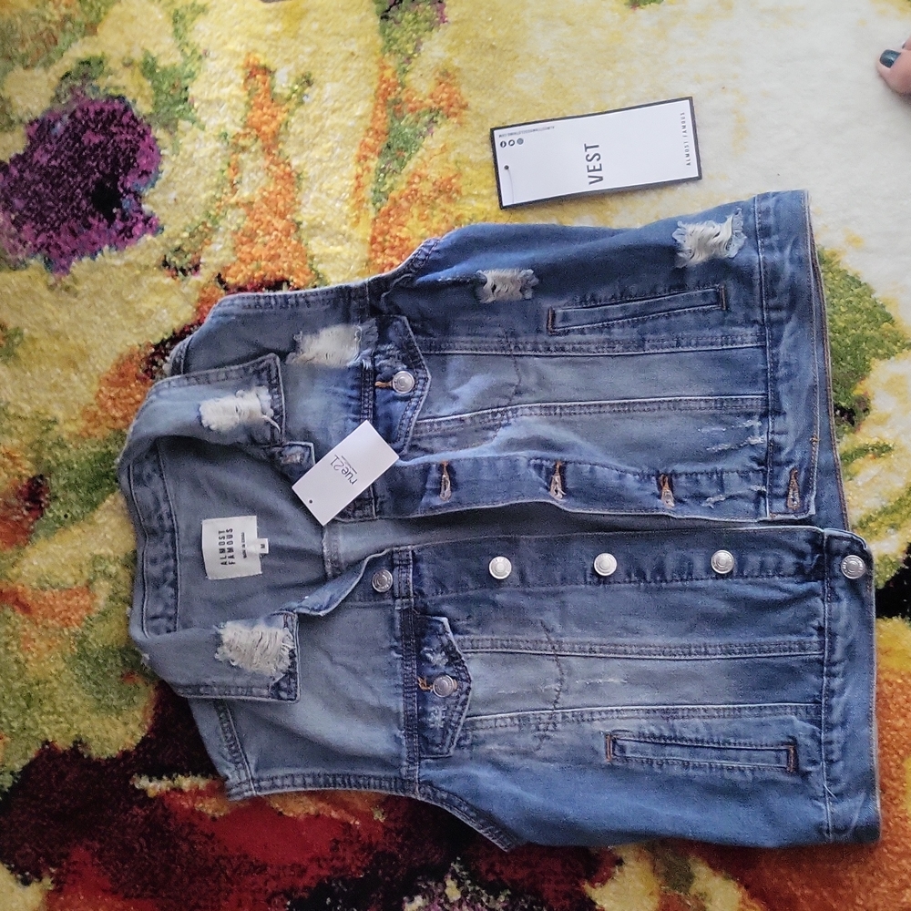 Almost Famous.  Distressed Jean Vest